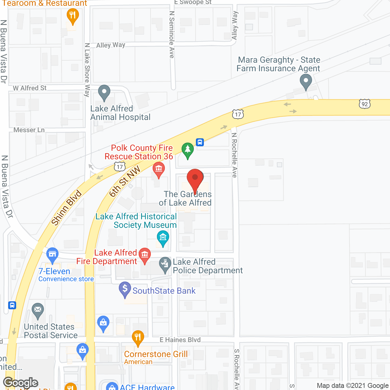 Map of the neighborhood around The Gardens of Lake Alfred