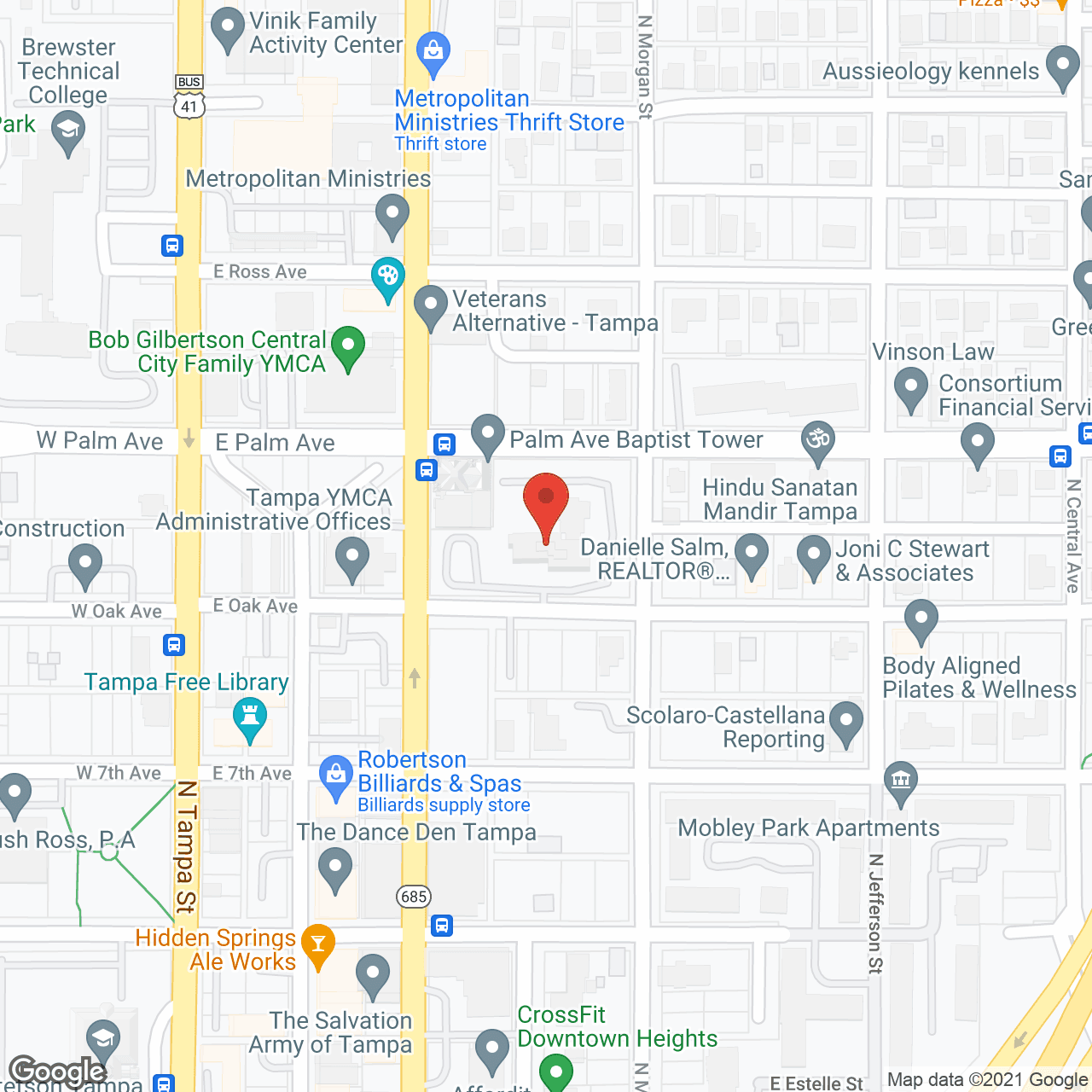 Map of the neighborhood around Palm Ave Baptist Tower