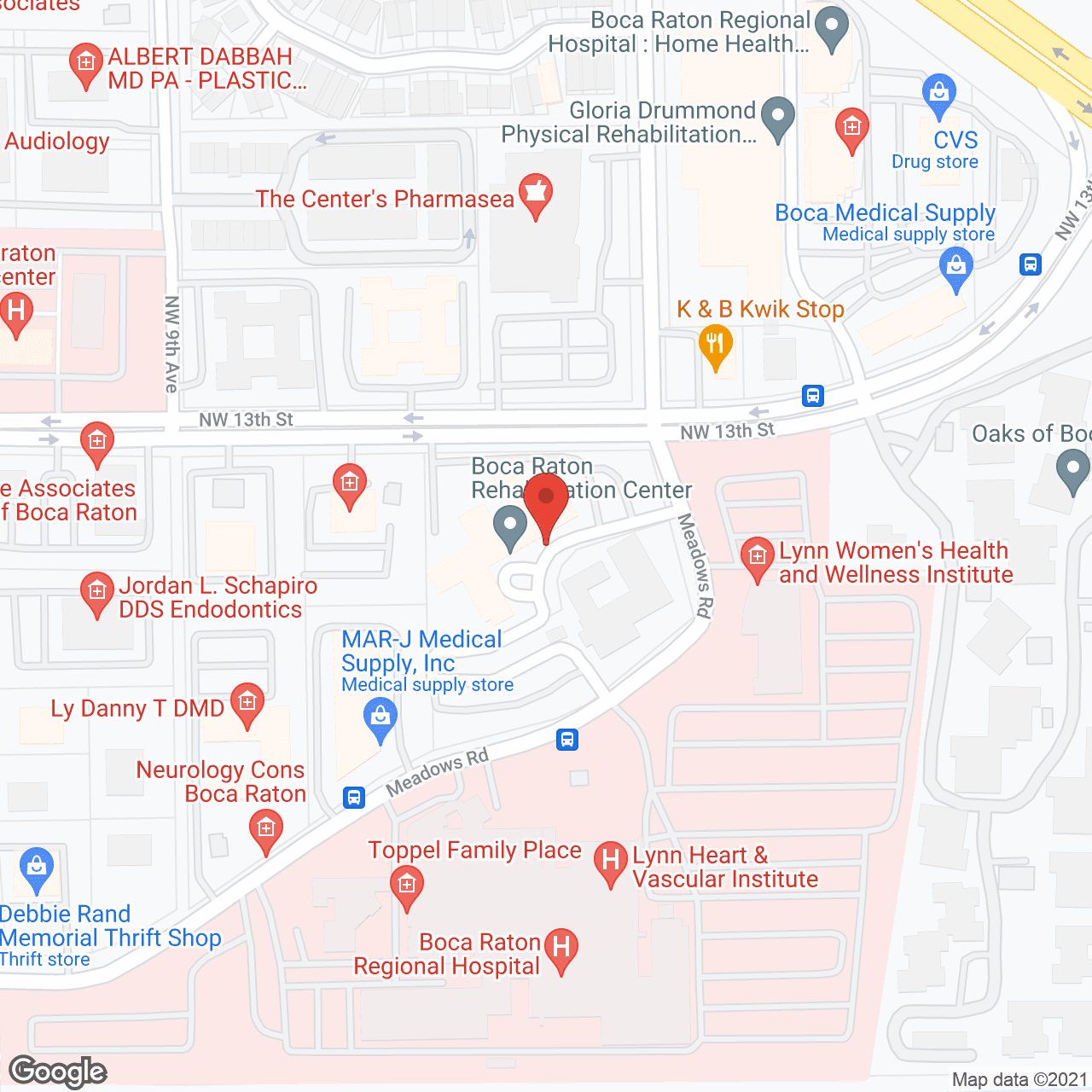 Map of the neighborhood around Boca Raton Rehab Ctr