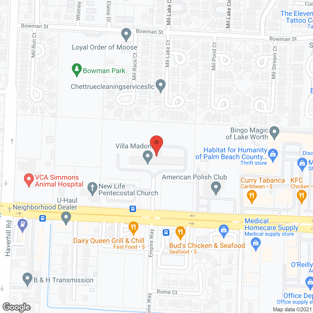 Map of the neighborhood around Villa Madonna Inc