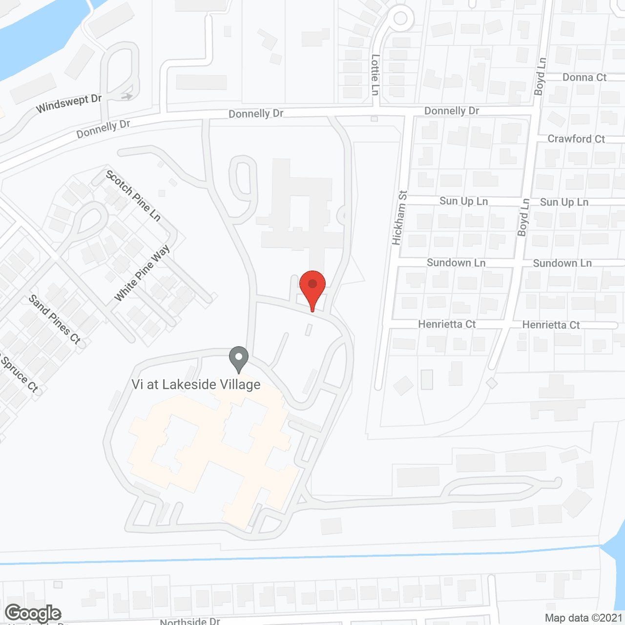 Map of the neighborhood around Vi at Lakeside Village, a CCRC