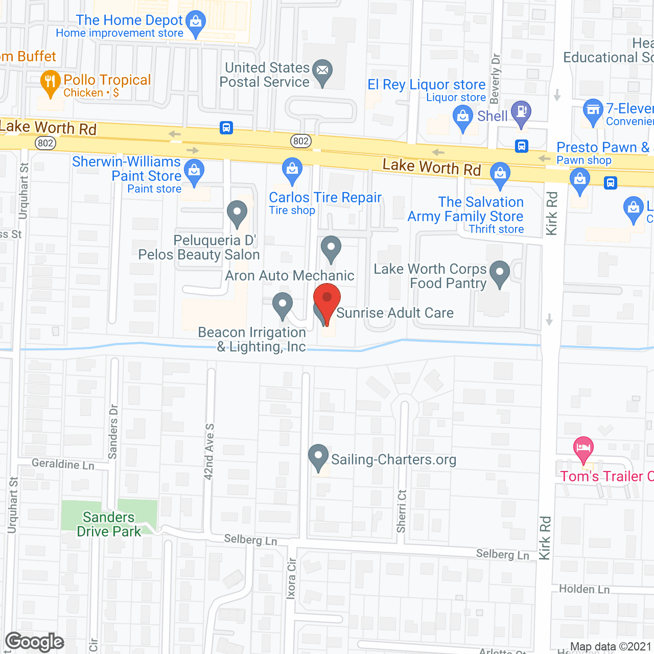 Map of the neighborhood around Sunrise Adult Care