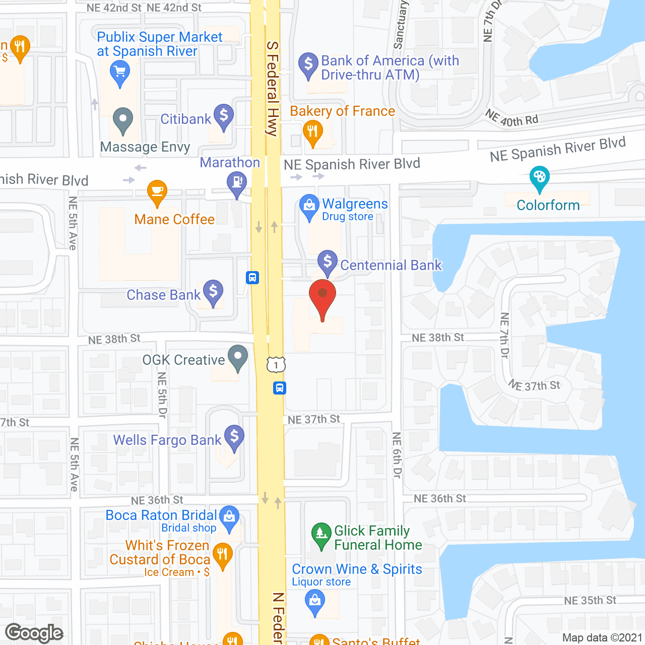 Map of the neighborhood around Fountains