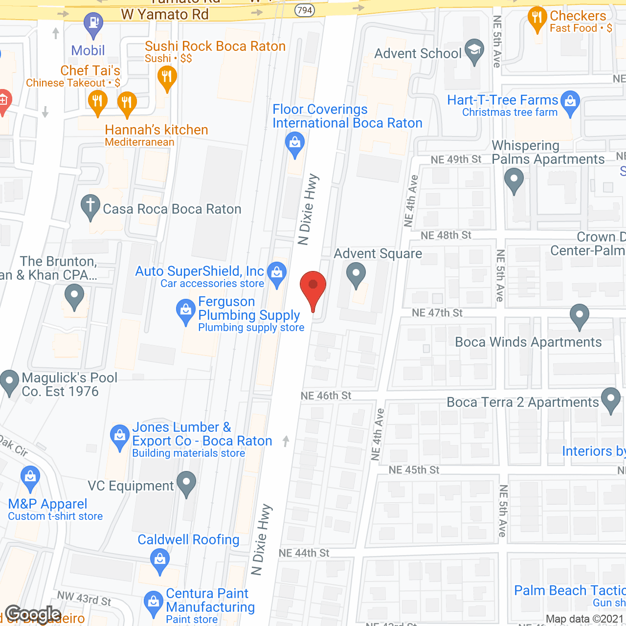Map of the neighborhood around Advent Square