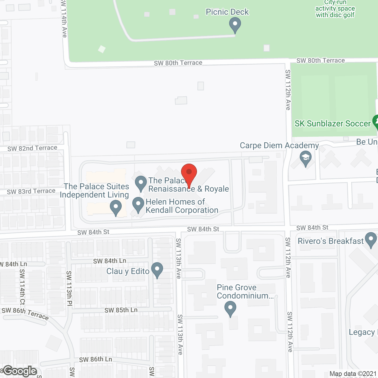 Map of the neighborhood around Palace At Kendall