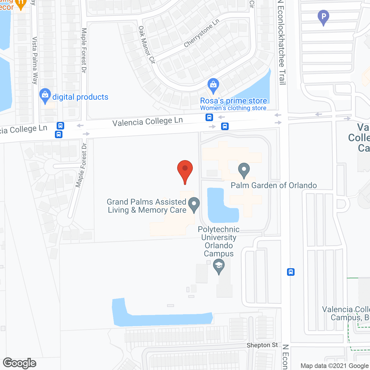 Map of the neighborhood around Palm Garden of Orlando