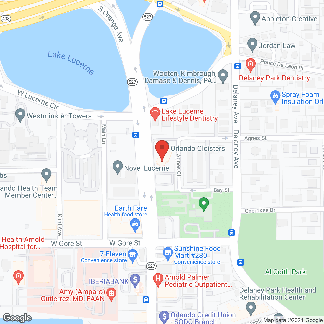 Map of the neighborhood around Orlando Cloisters