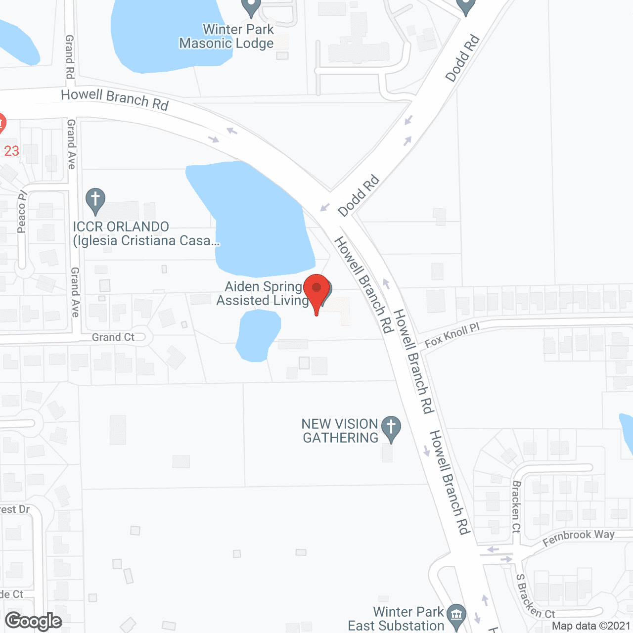 Map of the neighborhood around Aiden Springs Assisted Living Facility