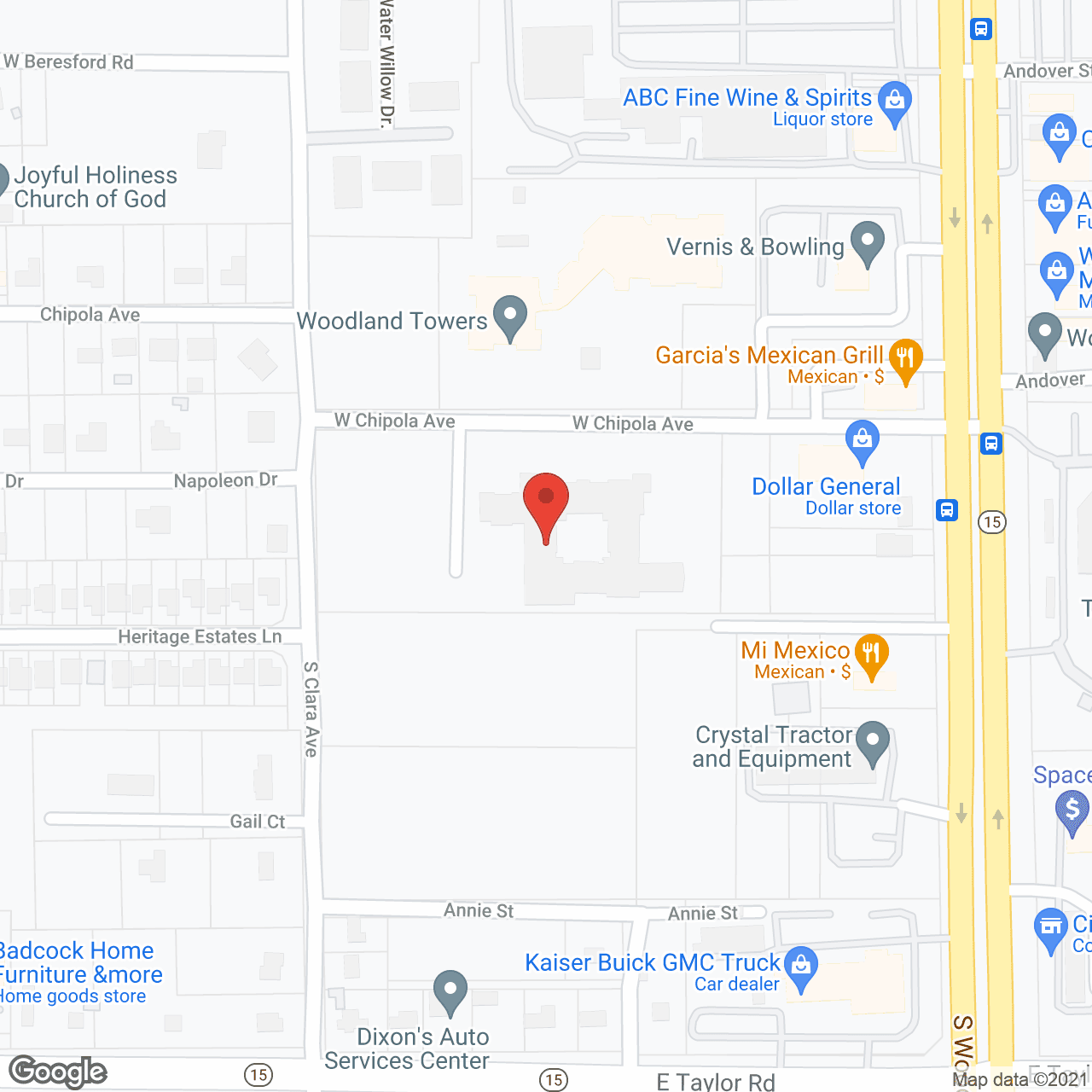 Map of the neighborhood around Woodland Terrace Nursing Ctr