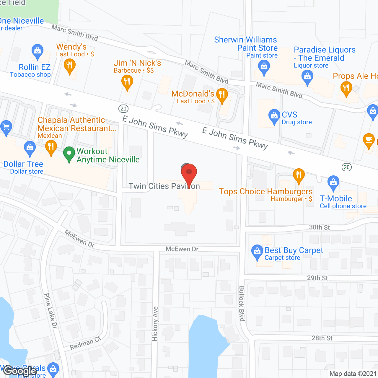 Map of the neighborhood around Twin Cities Pavilion