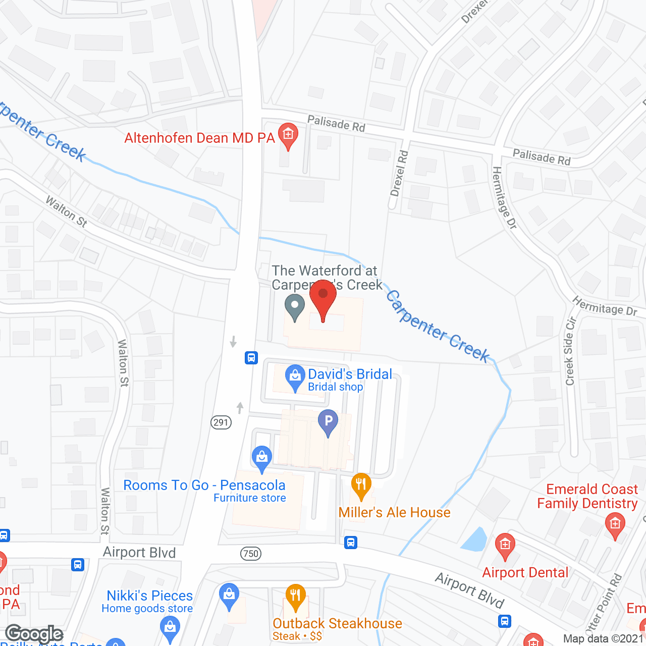 Map of the neighborhood around The Waterford at Carpenter's Creek
