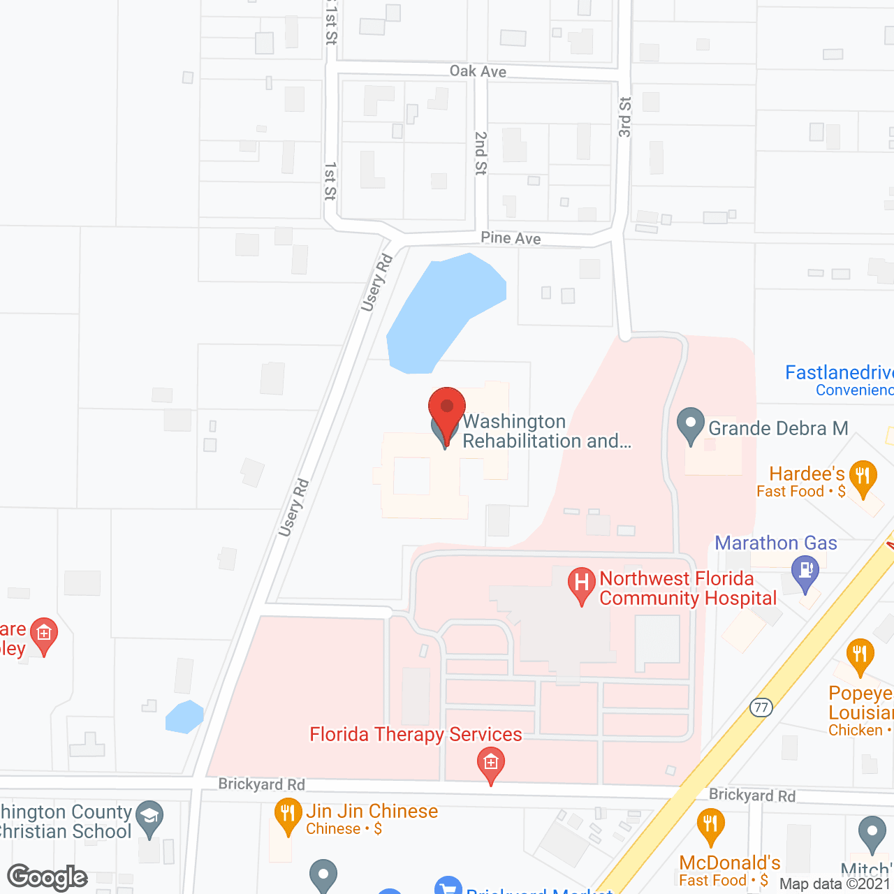 Map of the neighborhood around Washington Rehab and Nursing