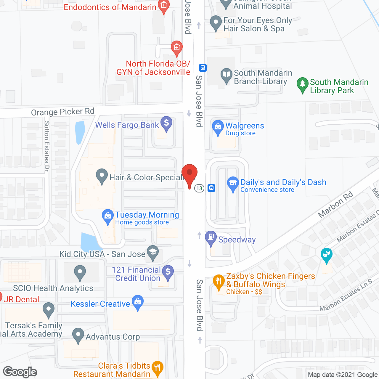 Map of the neighborhood around Westminster Woods On Julington Creek a CCRC