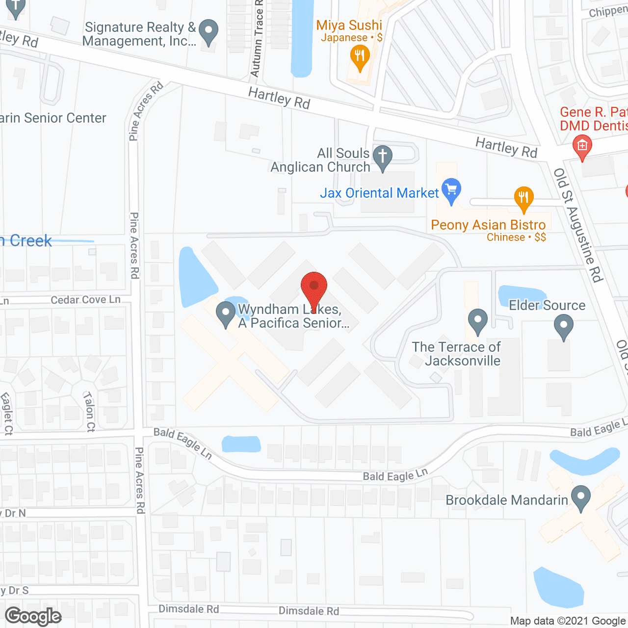 Map of the neighborhood around Wyndham Lakes