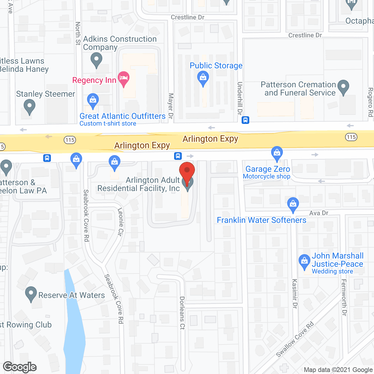 Map of the neighborhood around Arlington Residential