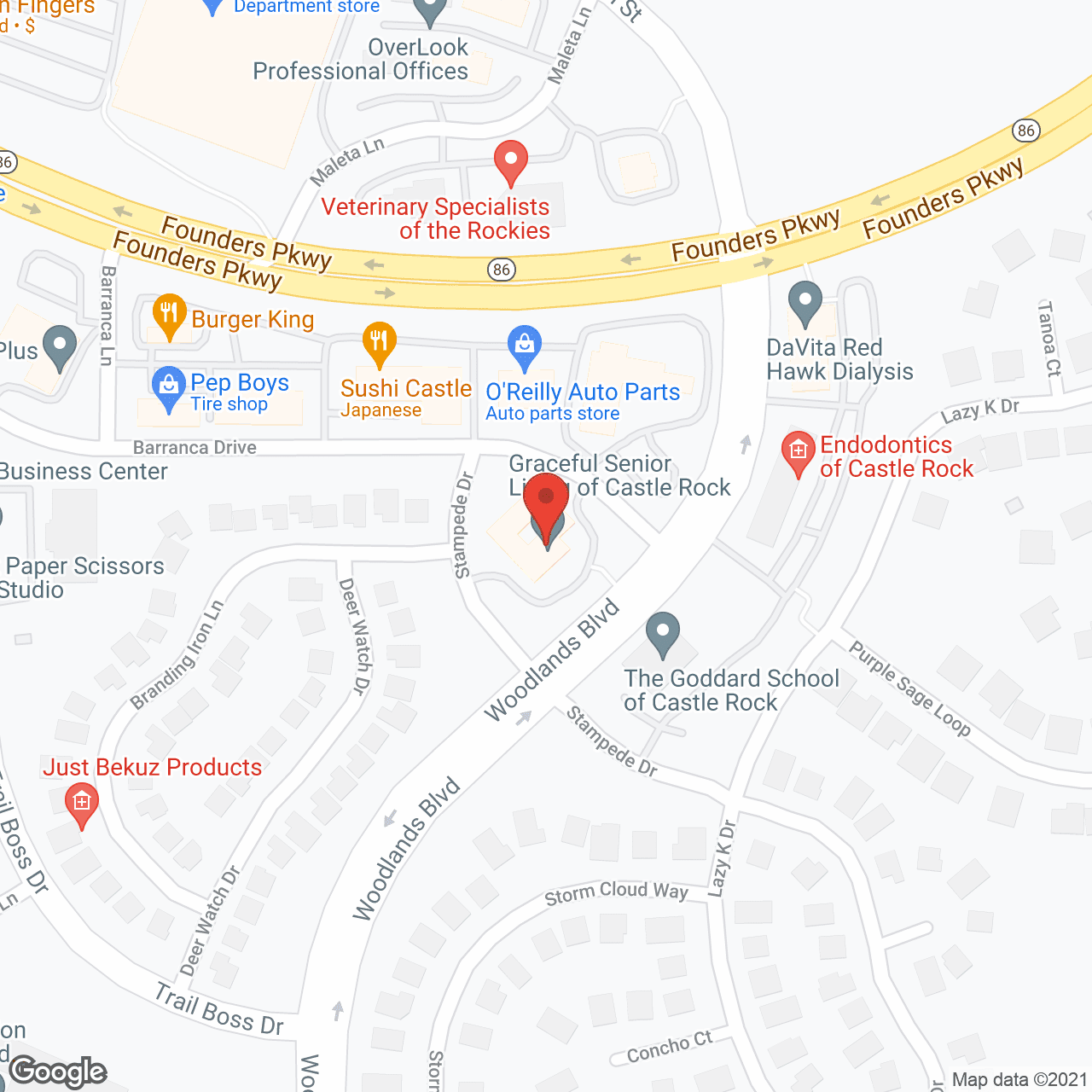 Map of the neighborhood around Graceful Living