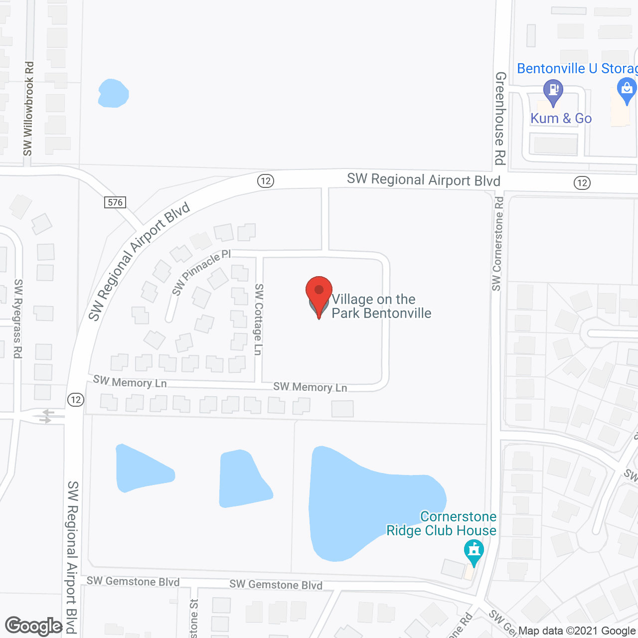 Map of the neighborhood around Village on the Park Bentonville