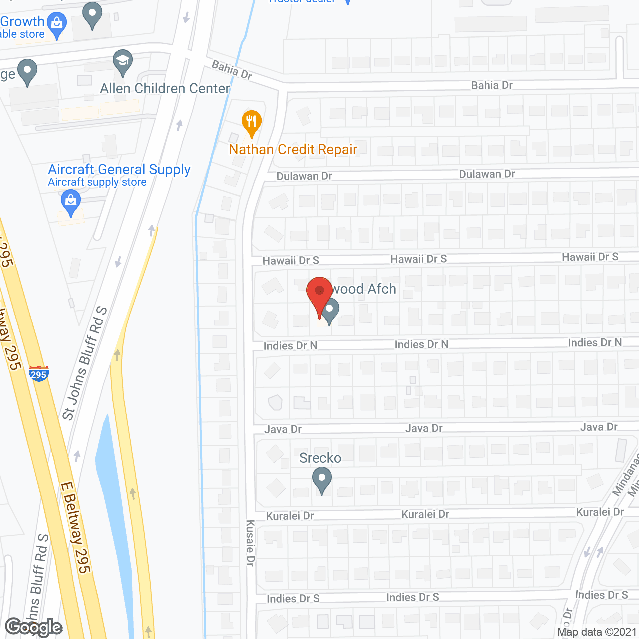 Map of the neighborhood around Dellwood AFCH