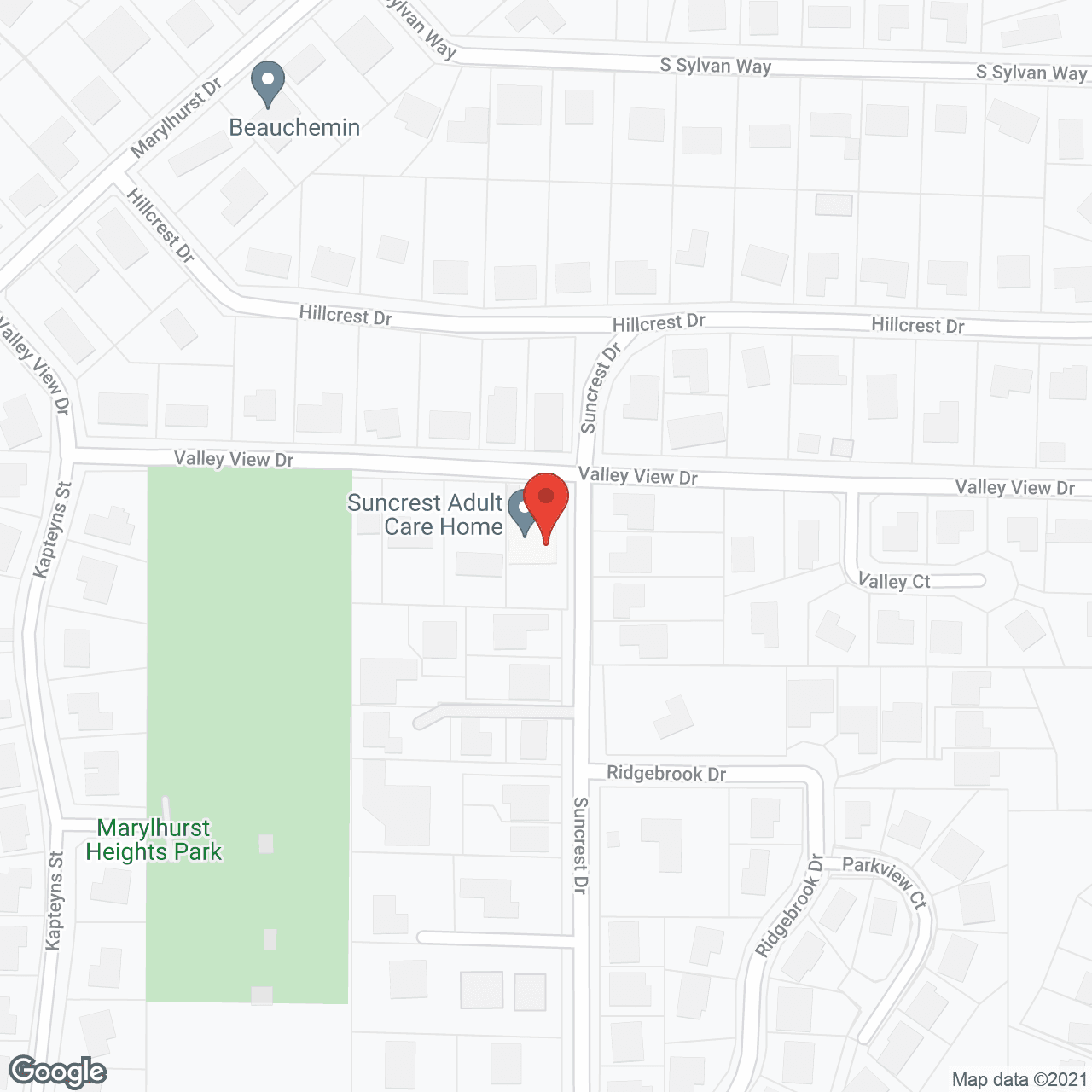 Map of the neighborhood around Suncrest ACH