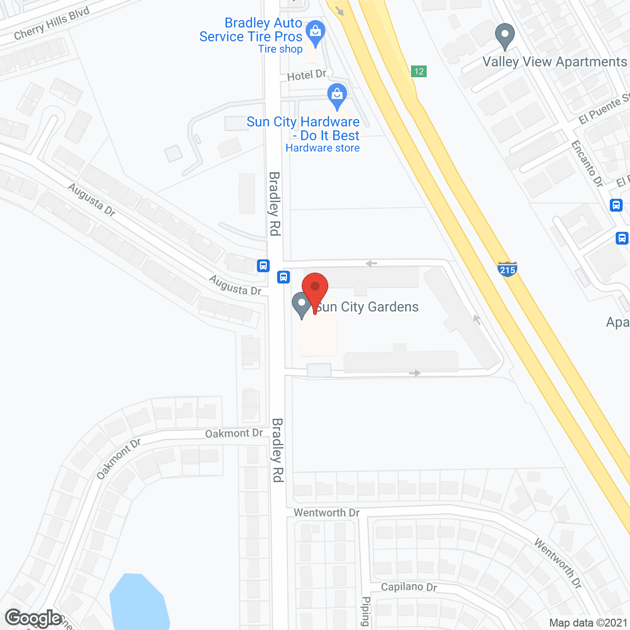Map of the neighborhood around Sun City Gardens