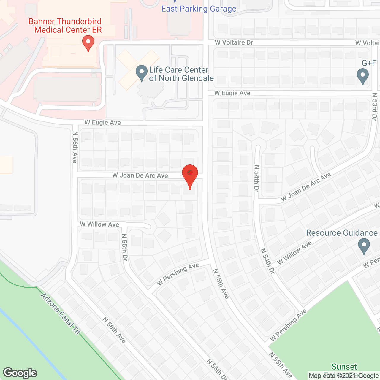 Map of the neighborhood around Thunderbird Adult Care Home