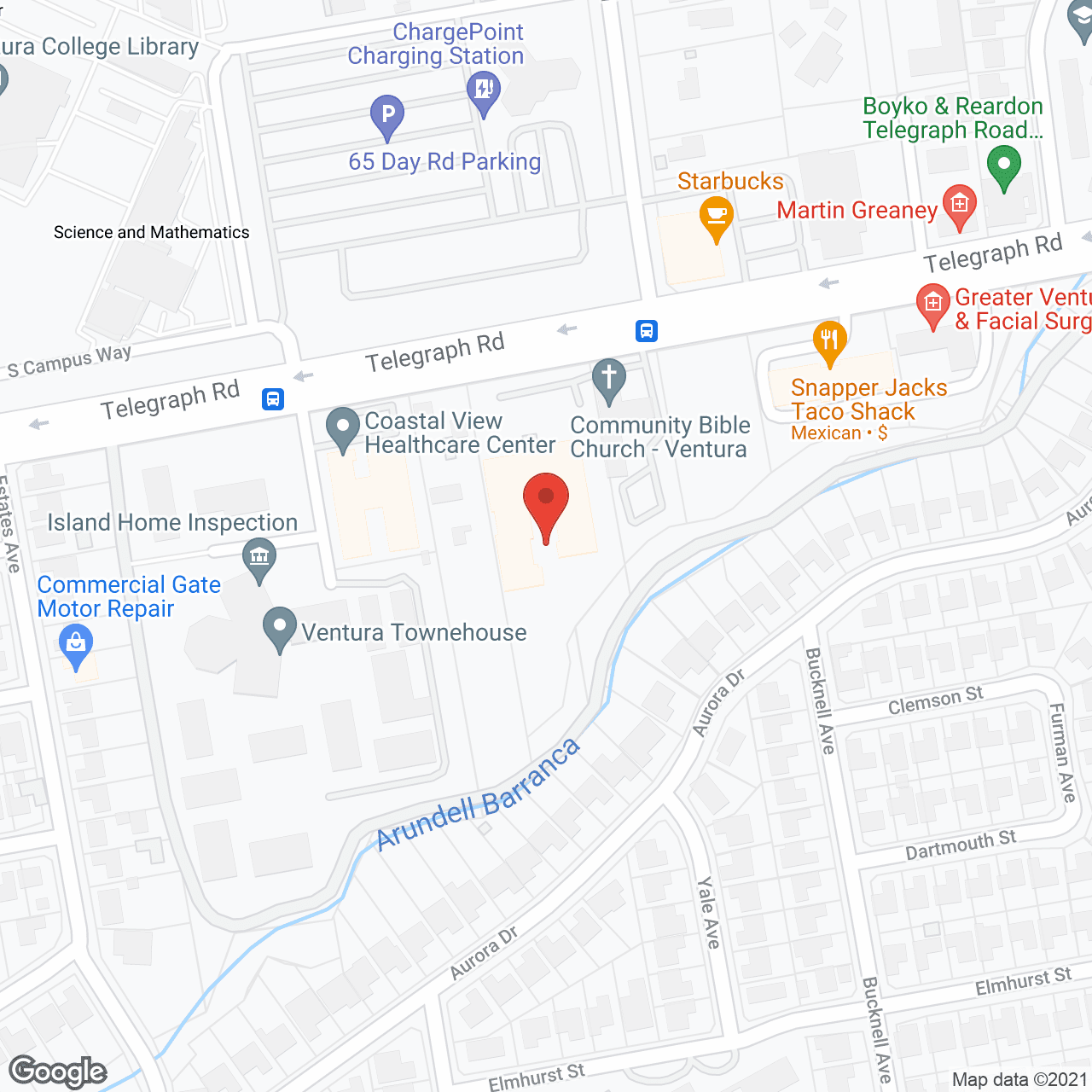 Map of the neighborhood around Aegis of Ventura