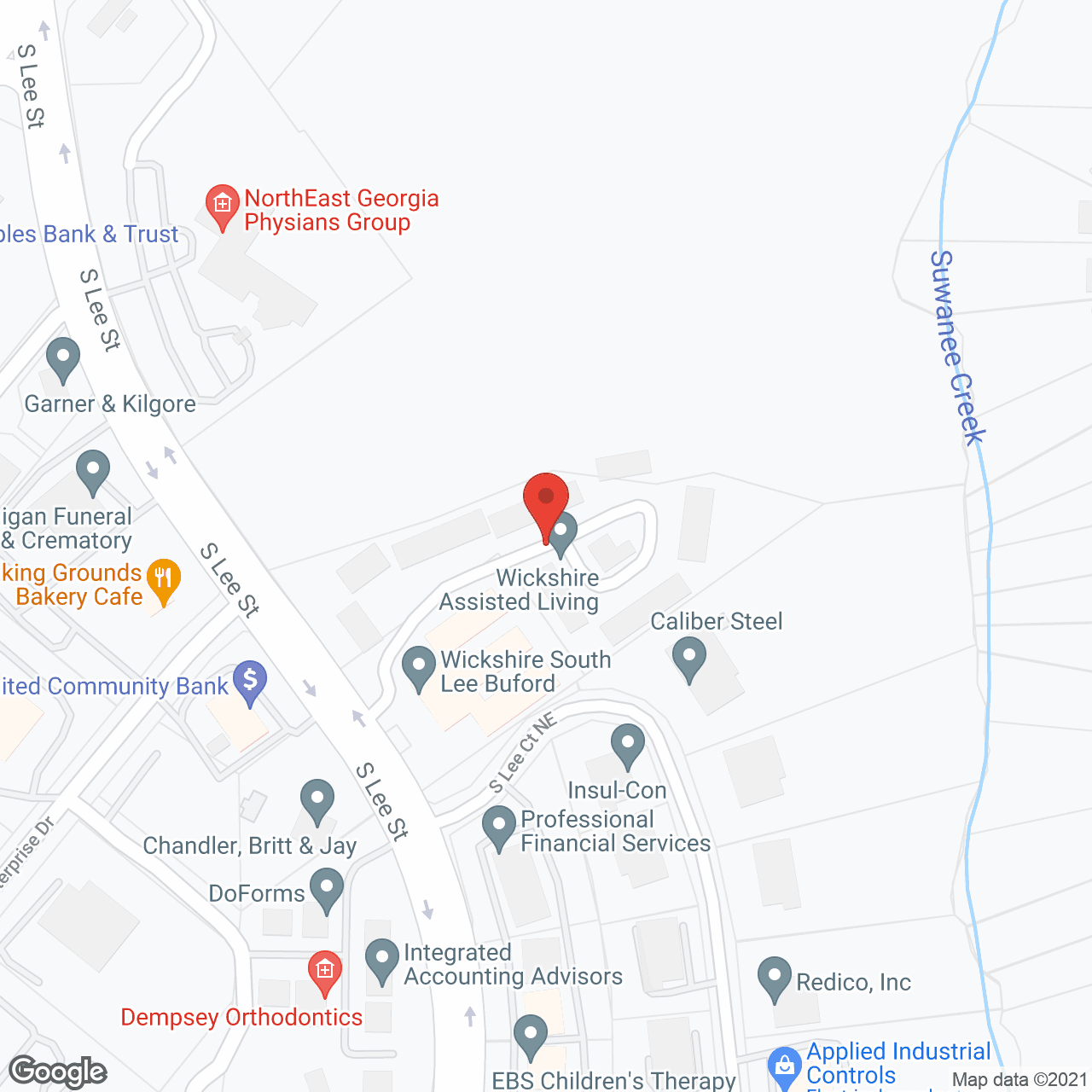 Map of the neighborhood around Wickshire South Lee Buford