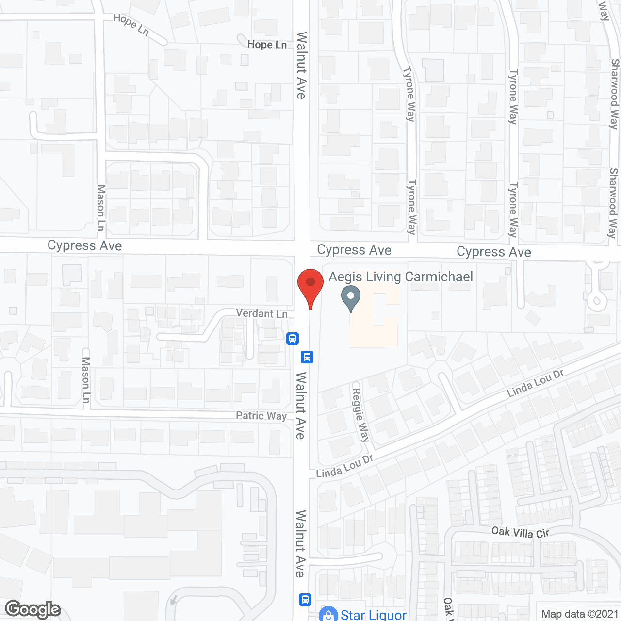 Map of the neighborhood around Aegis of Carmichael