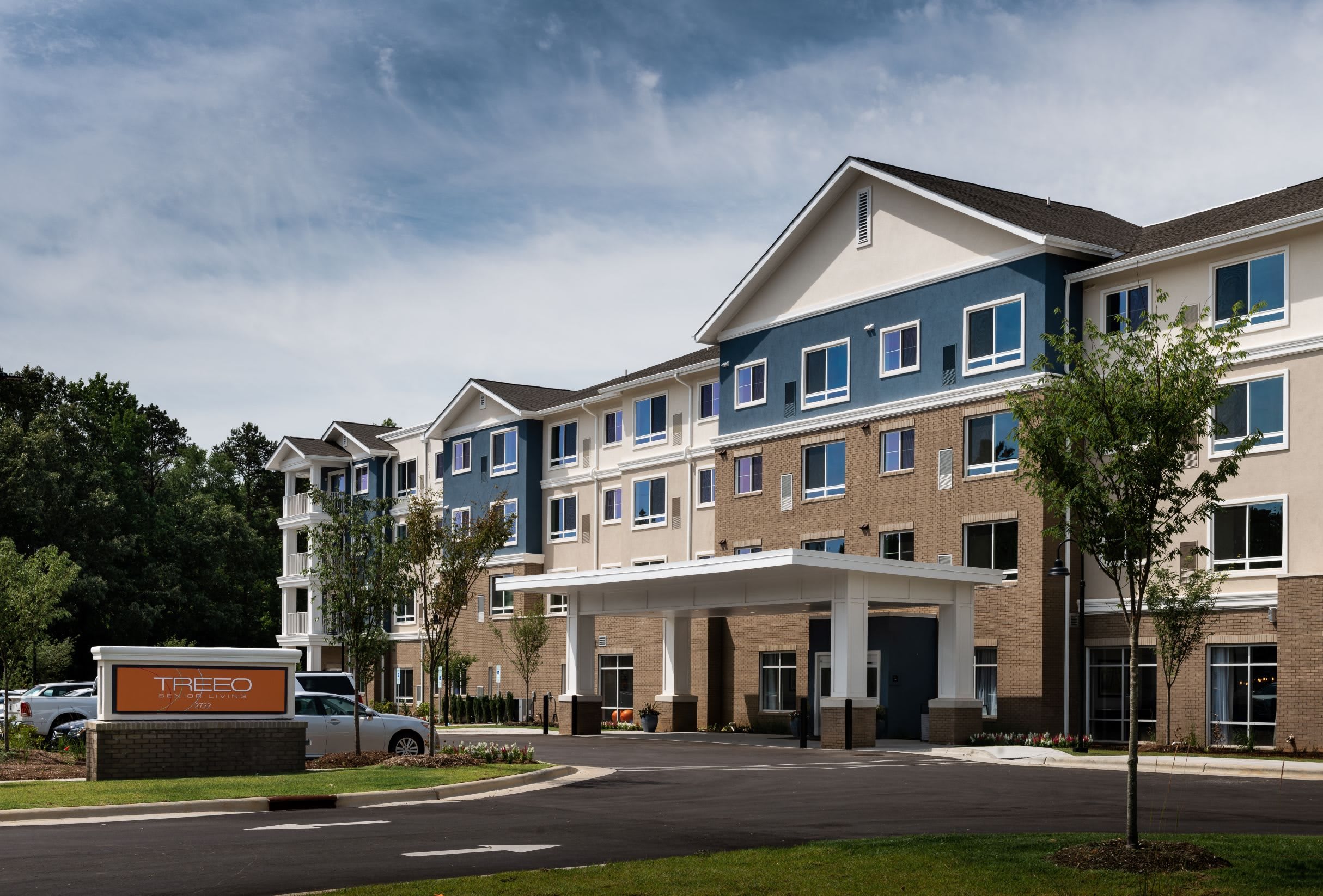 Treeo Senior Living Raleigh community exterior